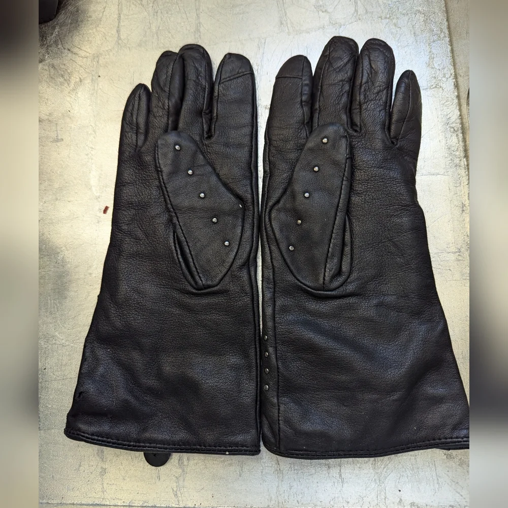 🖤 Echo Leather S Gloves Vintage Studded Metal Whimsigoth Cashmere Sheepskin